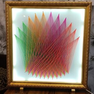 Handcrafted Multicolor Geometric String Art with LED Lights - 3D Wall Hanging Decor Piece